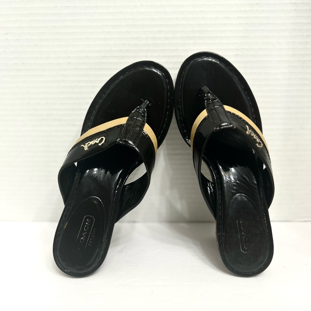 Coach Jody Black and Cream Signature Monogram Slip On Wedge Women's Sandals - Picture 8 of 12
